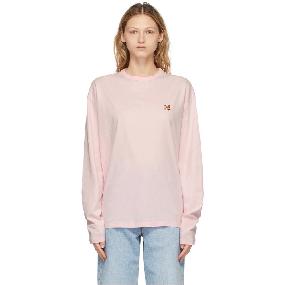 MAISON KITSUNE LONG SLEEVE FOX HEAD PATCH REGULAR TEE